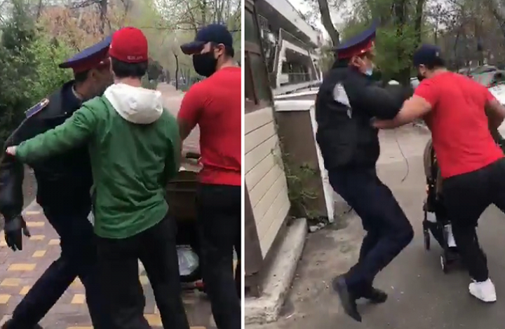 В Сети появилось полное видео конфликта полицейского и мужчины с коляской