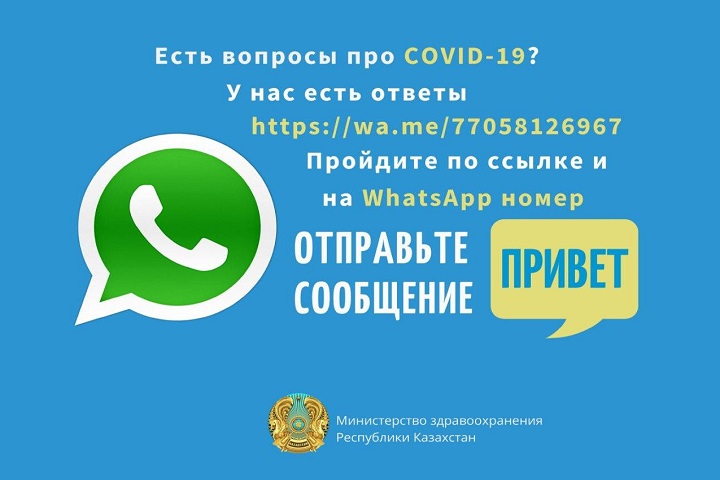 Официальный чат-бот в WhatsApp для информирования населения о коронавирусе запустили в Казахстане