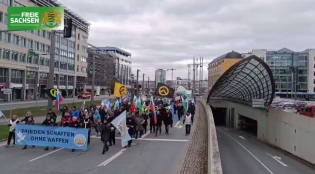 Немцы вышли с российскими флагами, протестуя против поставок оружия Киеву — Financial Times