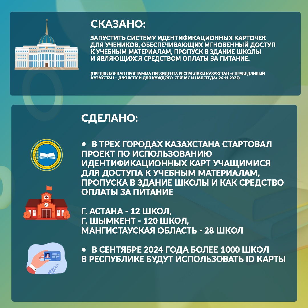 «ID карты для учеников: доступ к учебным материалам и оплата питания»