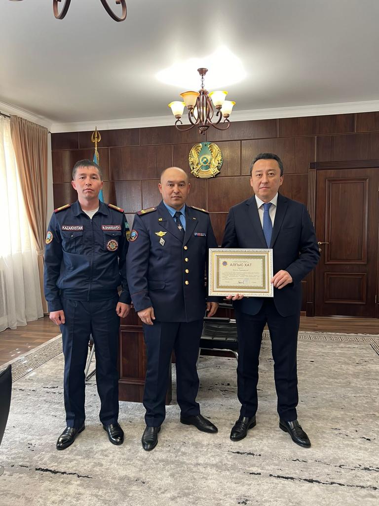 Аким Толебийского района награжден благодарственным письмом