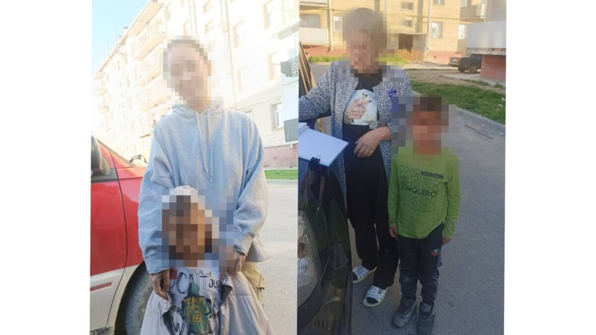 Туркестанские полицейские обнаружили двух пропавших детей, спящими на скамейке