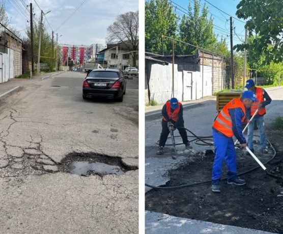 В Алматы  активно ведутся работы по текущему ремонту улично-дорожной сети