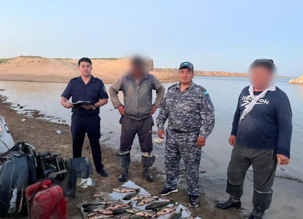 Почти 600 кг рыбы изъяли у браконьеров полицейские в Туркестанской области