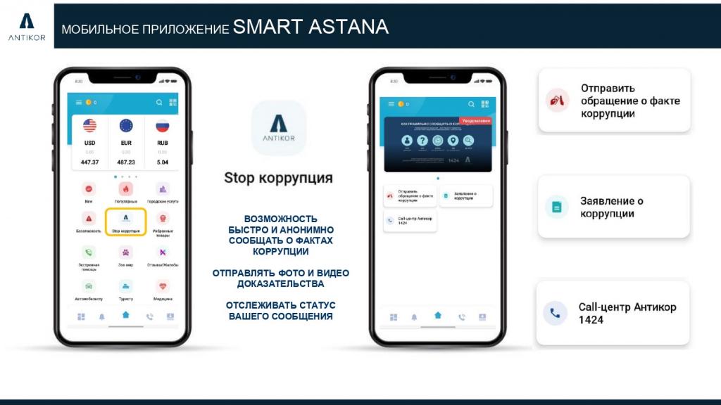 Функция “Stop коррупция"появилась в мобильном приложении "Smart Astana"