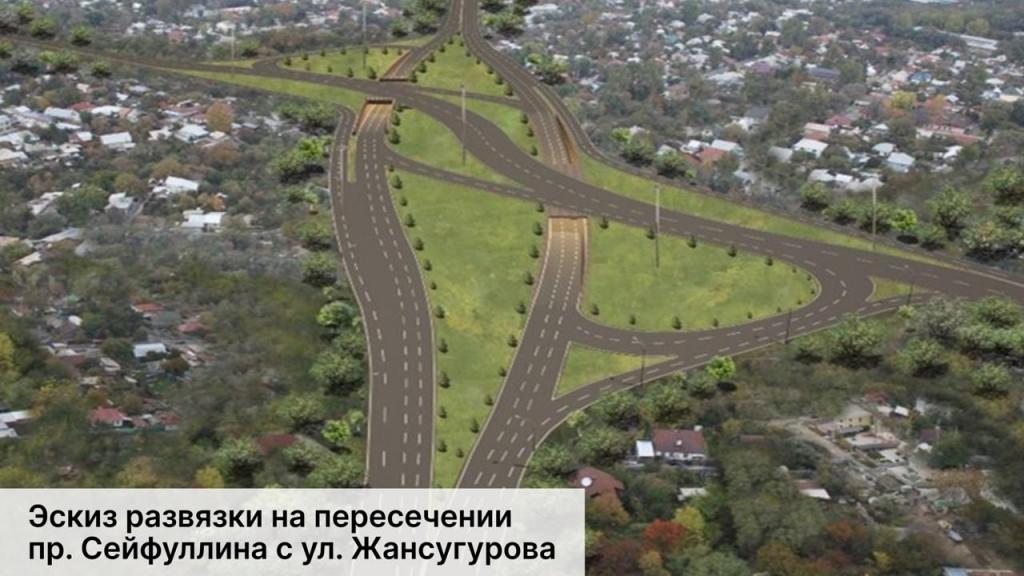 В Алматы изменят схему движения на перекрестке пр. Сейфуллина и ул. Жансугурова