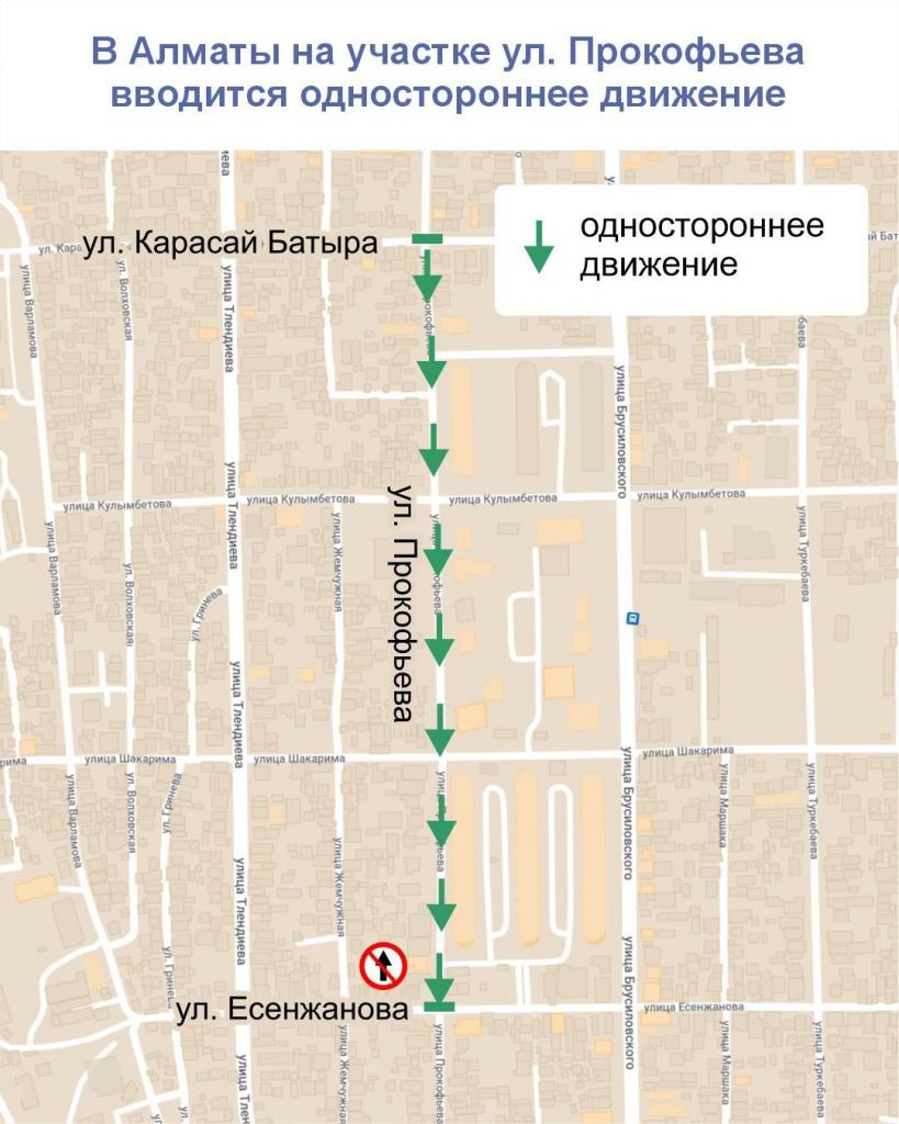 В Алматы на участке одной из улиц вводится одностороннее движение
