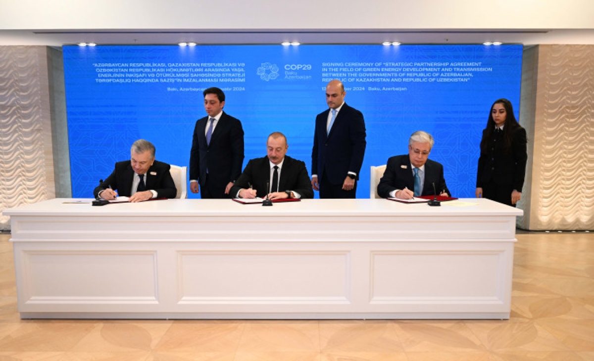 Президенты Казахстана, Азербайджана и Узбекистана подписали стратегическое соглашение о межсистемной интеграции энергетических систем трех стран