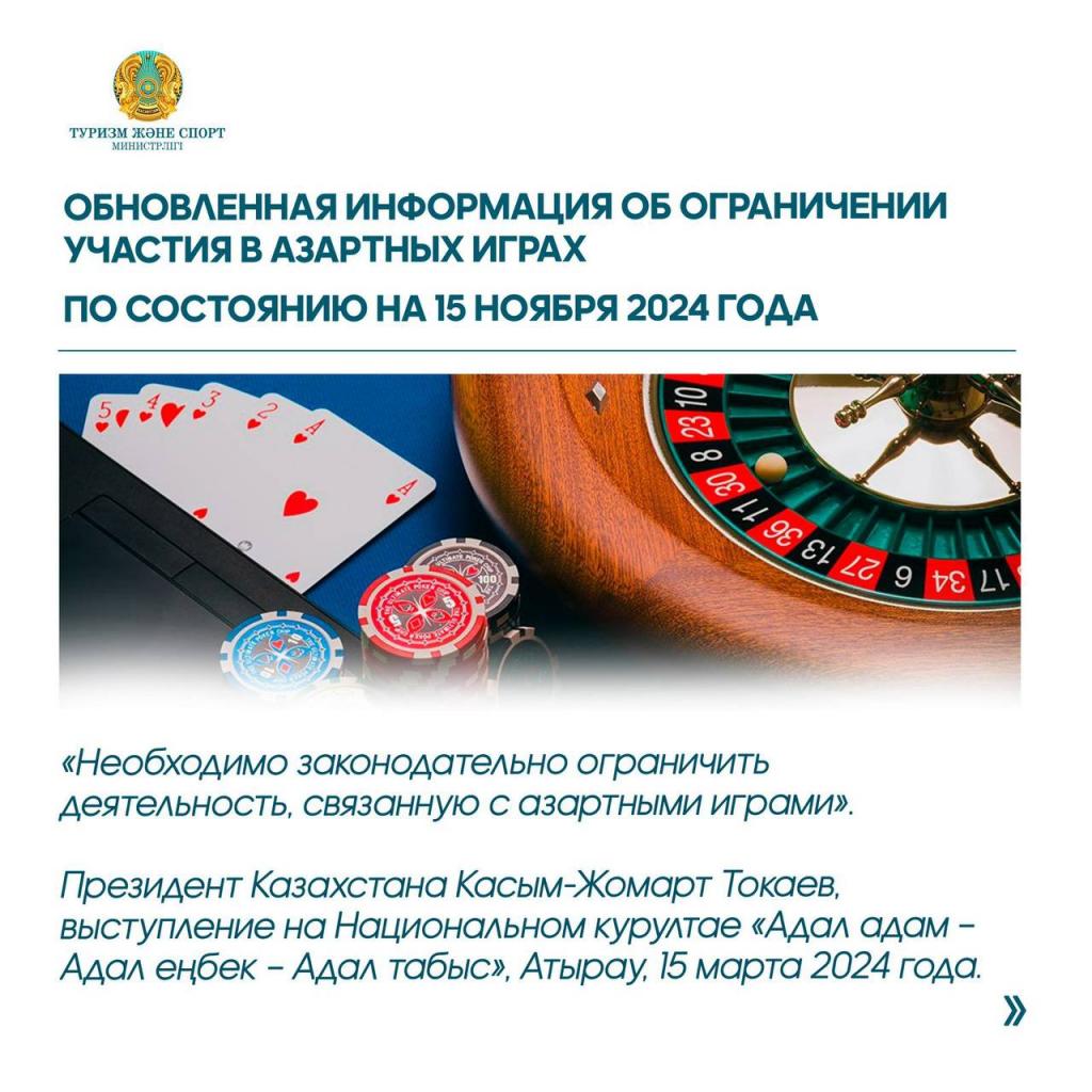Обновленная информация об ограничении участия в азартных играх на 15 ноября 2024 года