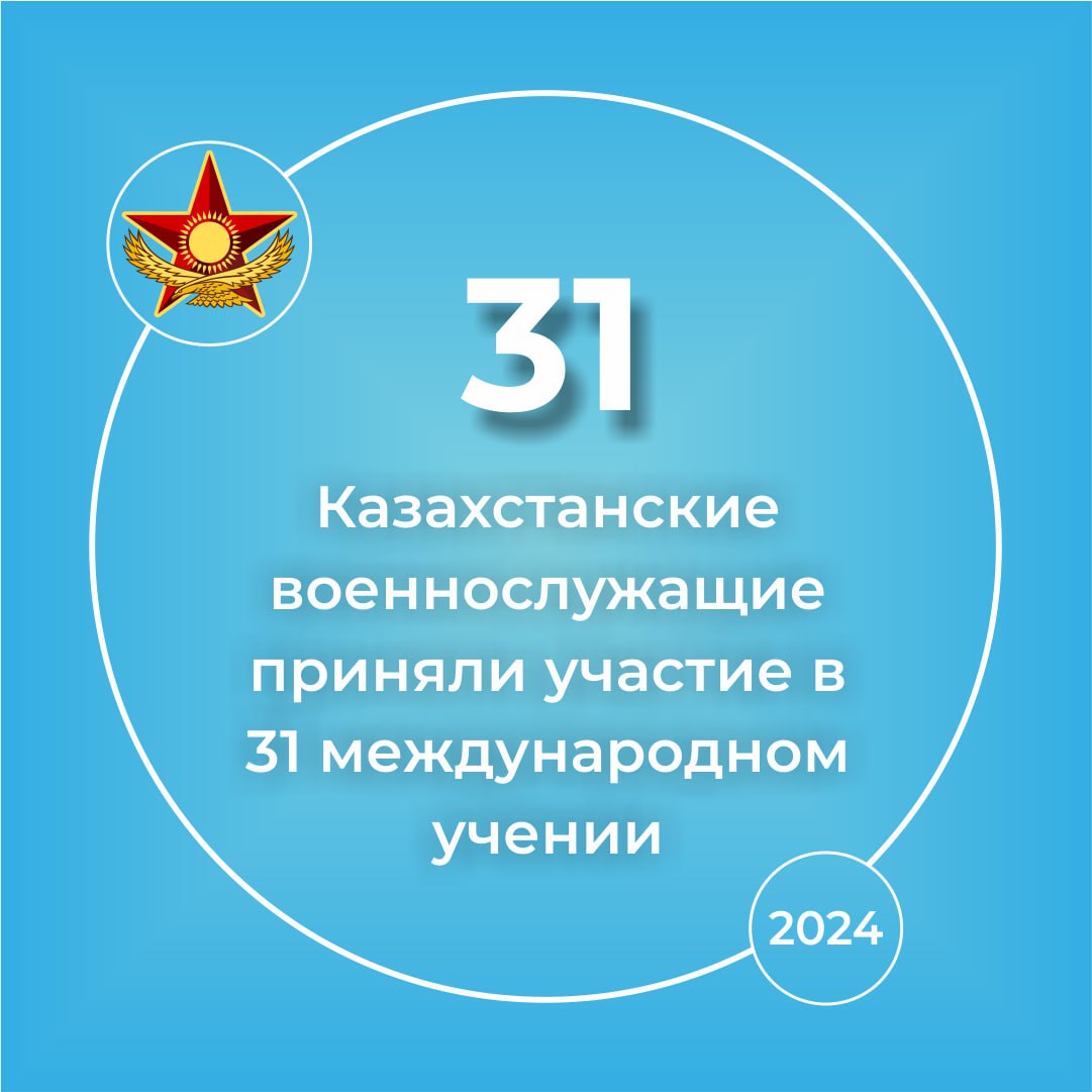 Цифра года — в 2024 году казахстанские военнослужащие приняли участие в 31 международном учении