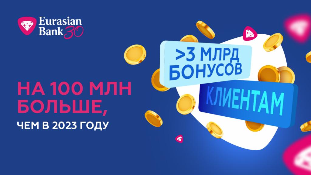 Более 3 миллиардов бонусов заработали клиенты Евразийского банка в 2024 году