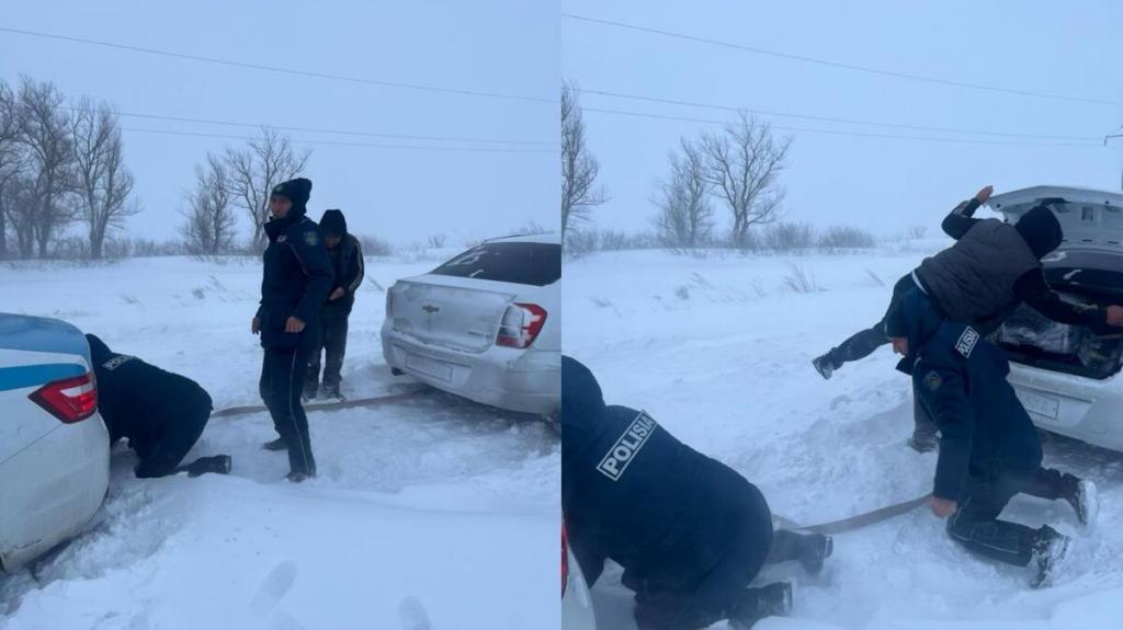 Участковые помогли иностранцам, оказавшимся в снежном плену в Карагандинской области