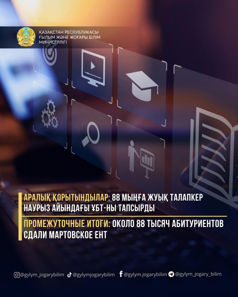 ПРОМЕЖУТОЧНЫЕ ИТОГИ: ОКОЛО 88 ТЫСЯЧ АБИТУРИЕНТОВ СДАЛИ МАРТОВСКОЕ ЕНТ
