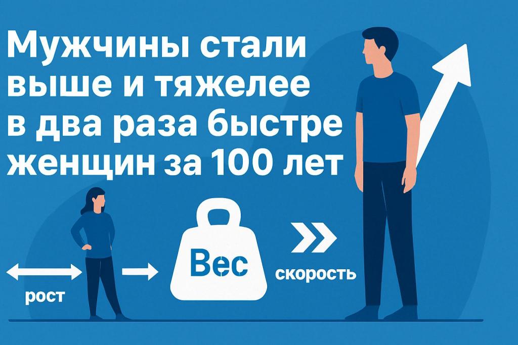 Исследование: за последнее столетие мужчины выросли вдвое больше женщин