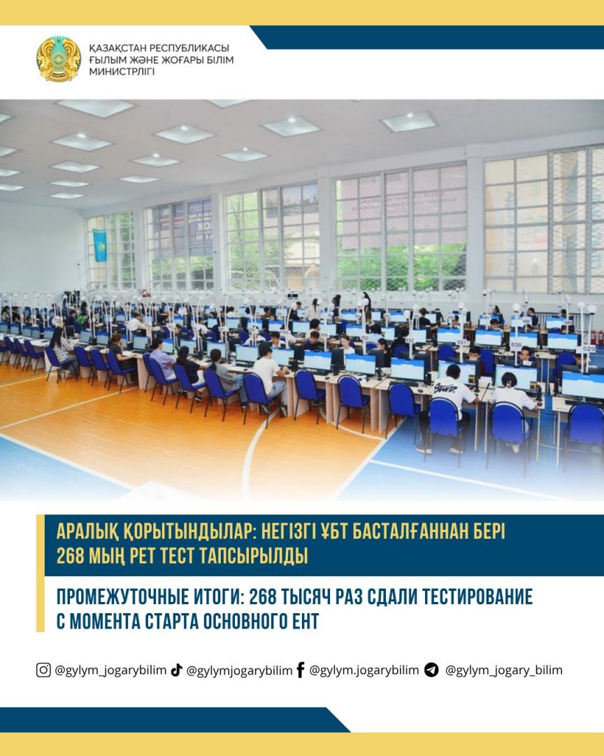 ПРОМЕЖУТОЧНЫЕ ИТОГИ: 268 ТЫСЯЧ РАЗ СДАЛИ ТЕСТИРОВАНИЕ С МОМЕНТА СТАРТА ОСНОВНОГО ЕНТ