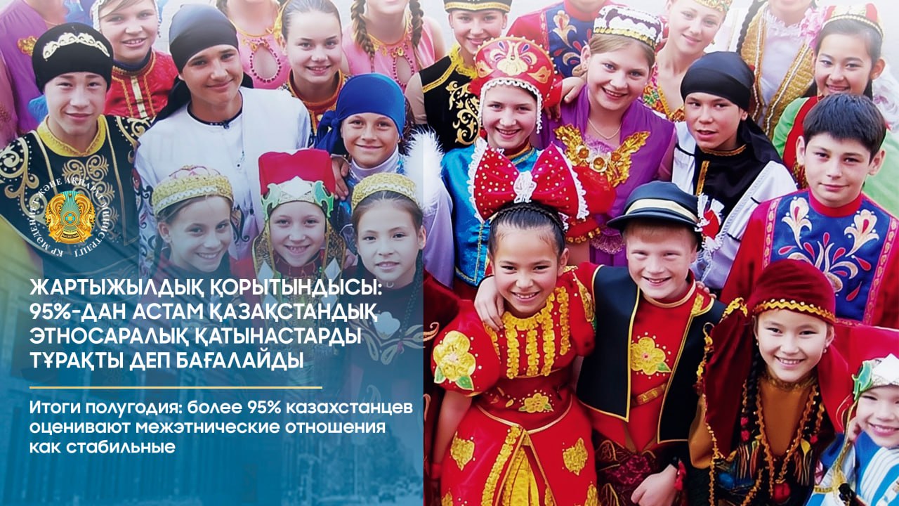 Итоги полугодия: более 95% казахстанцев оценивают межэтнические отношения как стабильные