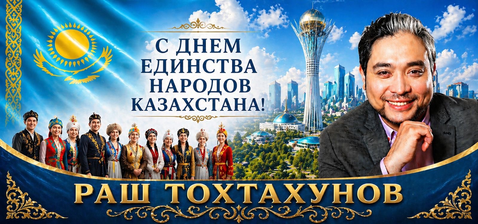 Артист из Узбекистана Раш Тохтахунов поздравил казахстанцев с Днём единства народов