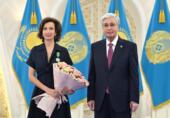 Глава государства вручил орден Qoja Ahmet Yasaui бывшему Генеральному директору ЮНЕСКО Одрэ Азуле