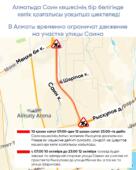 В Алматы временно ограничат движение на участке улицы Саина