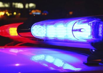 Police lights by night