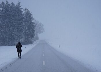 Метель, человек. Optimism.kz