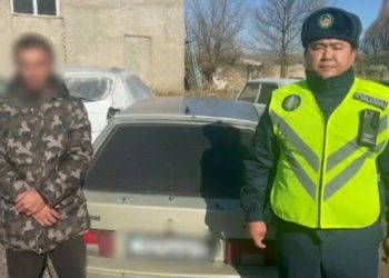 Водителя с подложными номерами задержала полиция на трассе в Туркестанской области