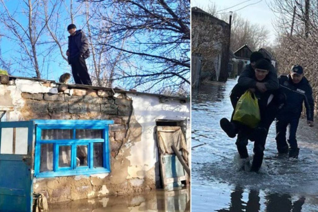 Мужчину забрался на крышу дома из-за подтопления: его спасли полицейские в ЗКО