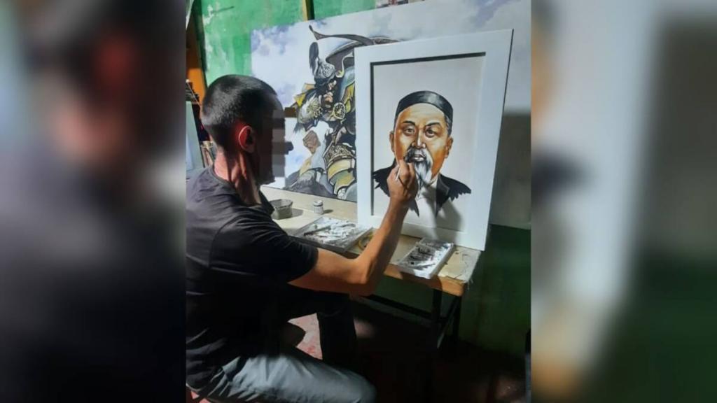 Портрет казахского поэта нарисовал осужденный колонии области Абай