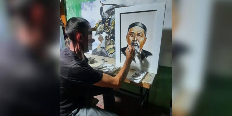 Портрет казахского поэта нарисовал осужденный колонии области Абай