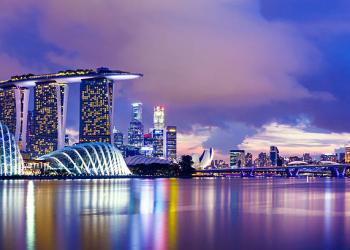 Singapore skyline at night